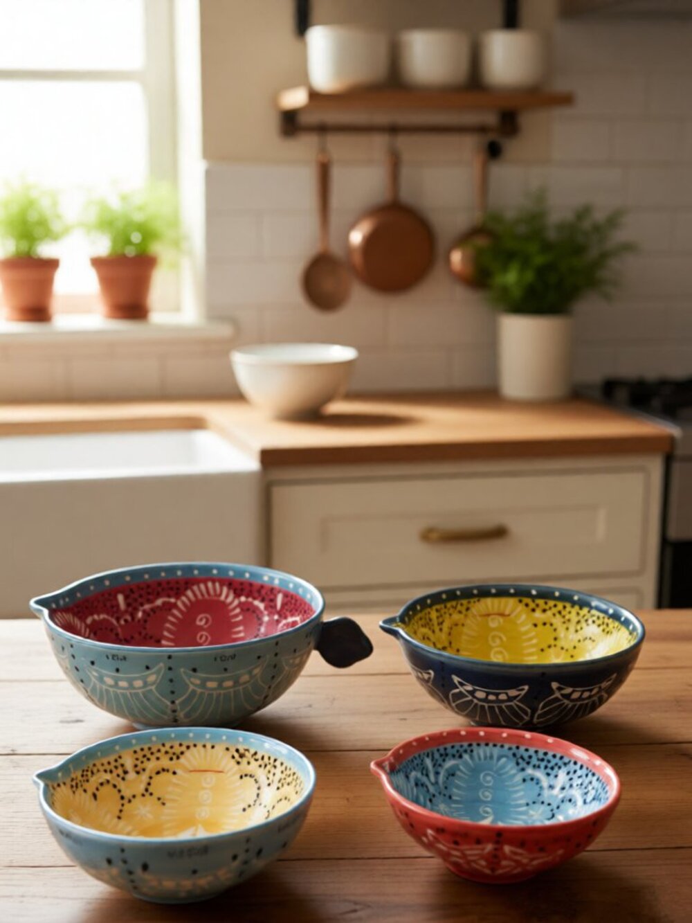 Anthropologie 4pc Ceramic Nesting Measuring Cups
